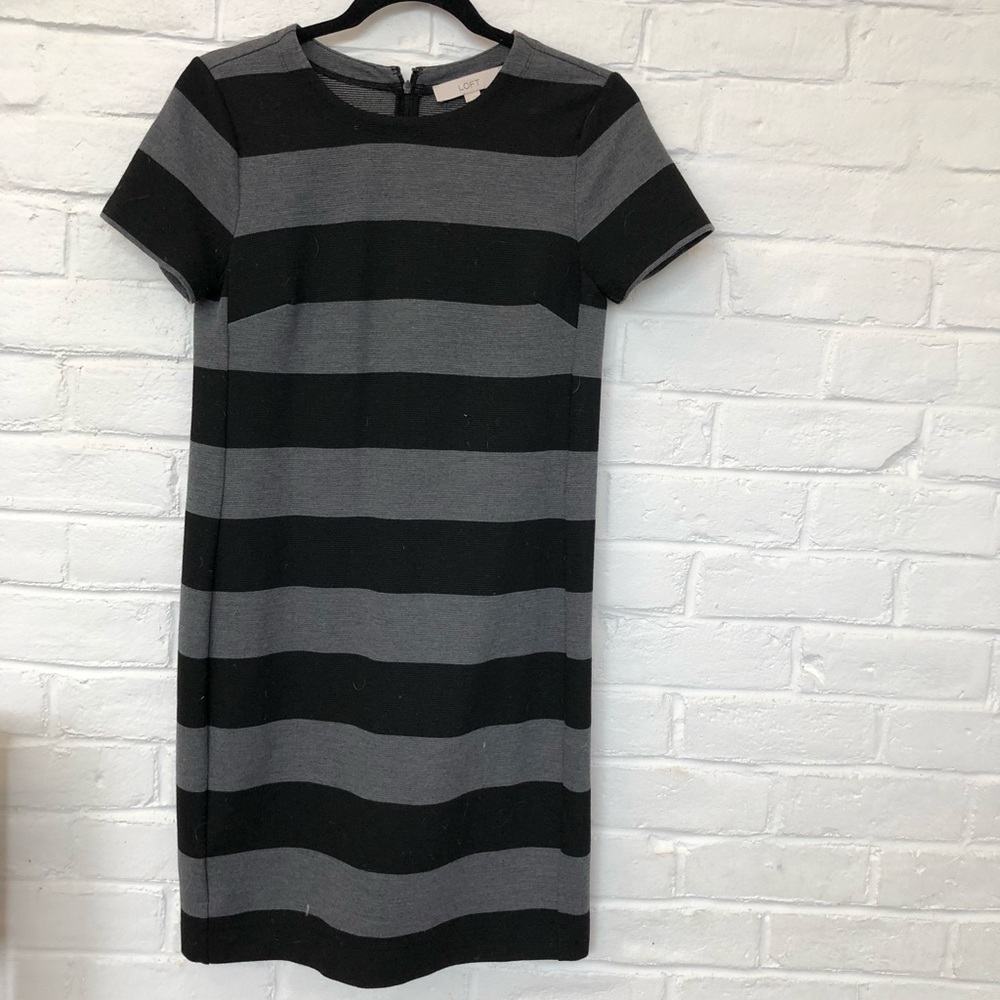 Cute Black and Gray Striped Dress